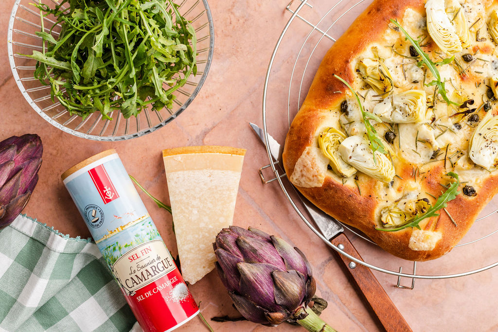recette de la Foccacia blanche à l'artichaut et aux câpres recette de la Foccacia blanche à l'artichaut et aux câpres