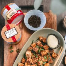 Air fryer-tofu met zout en peper